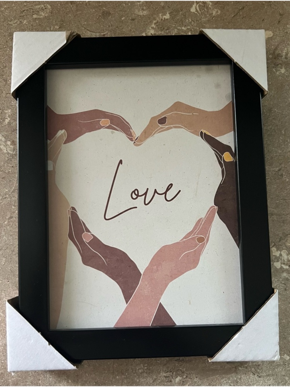 Minimalist Love Hands Framed Wall Art Neutral Boho Decor 8x6